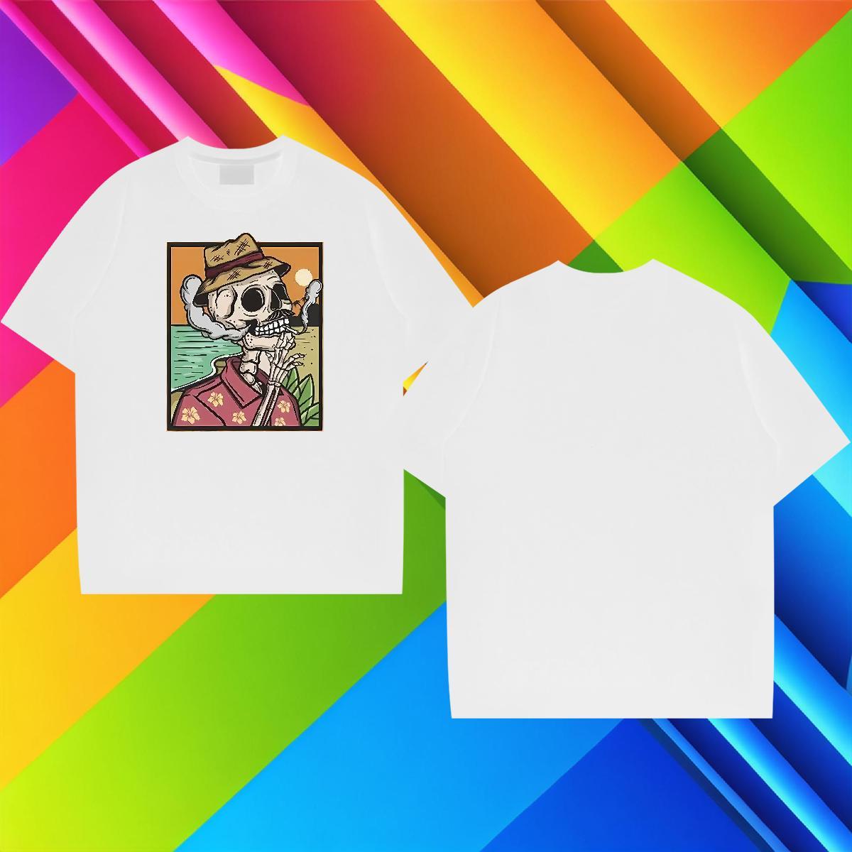 Factory Direct Man T Shirts skull Tshirts 100% Cotton 230g High Street Hip Hop Soft Customized Print O Neck Short Sleeves Men Tees