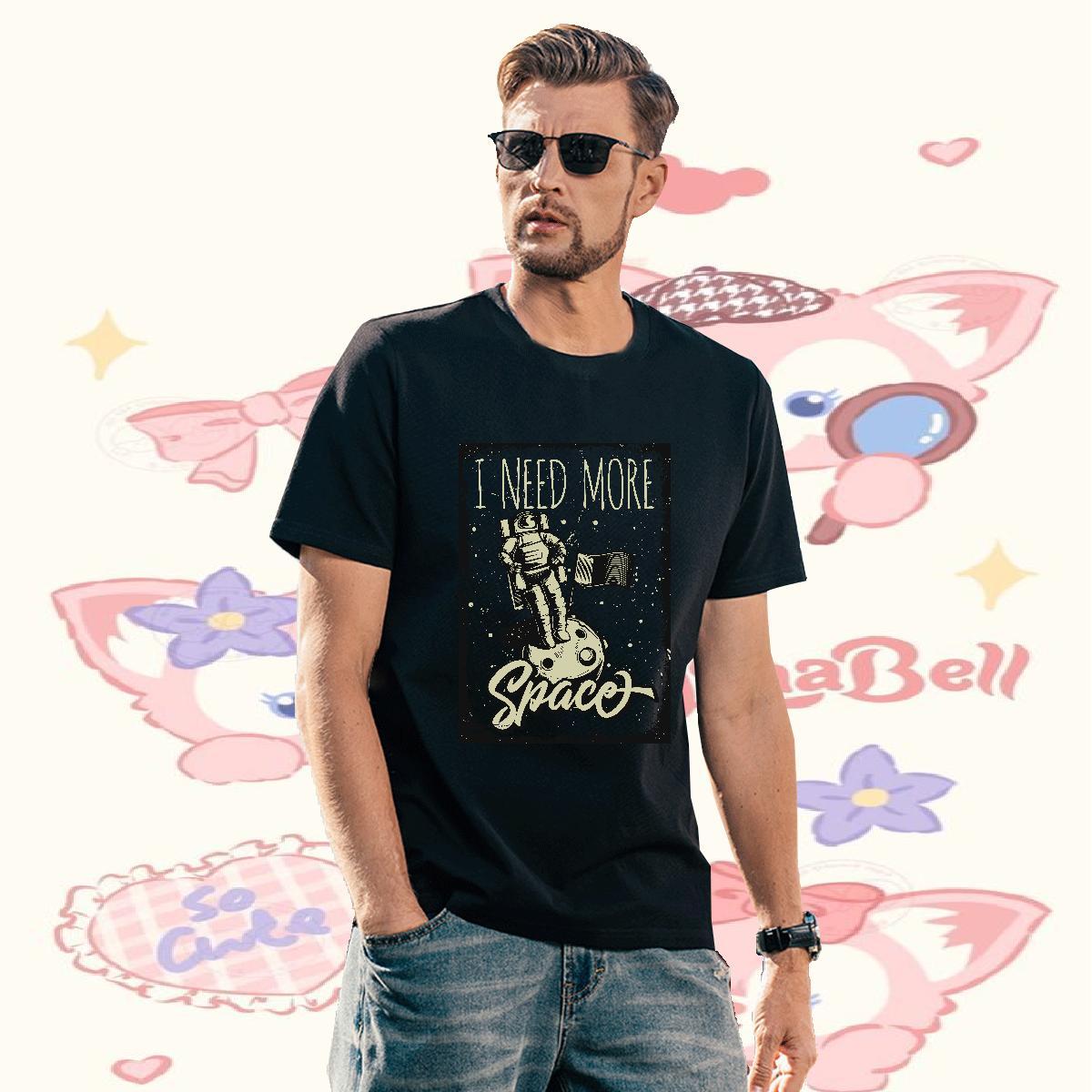 DIY T-Shirts for Men 100% Cotton 230g Mens Tshirts Street wear Hip Hop Breathable Soft Floral Print Loose Fit Tops