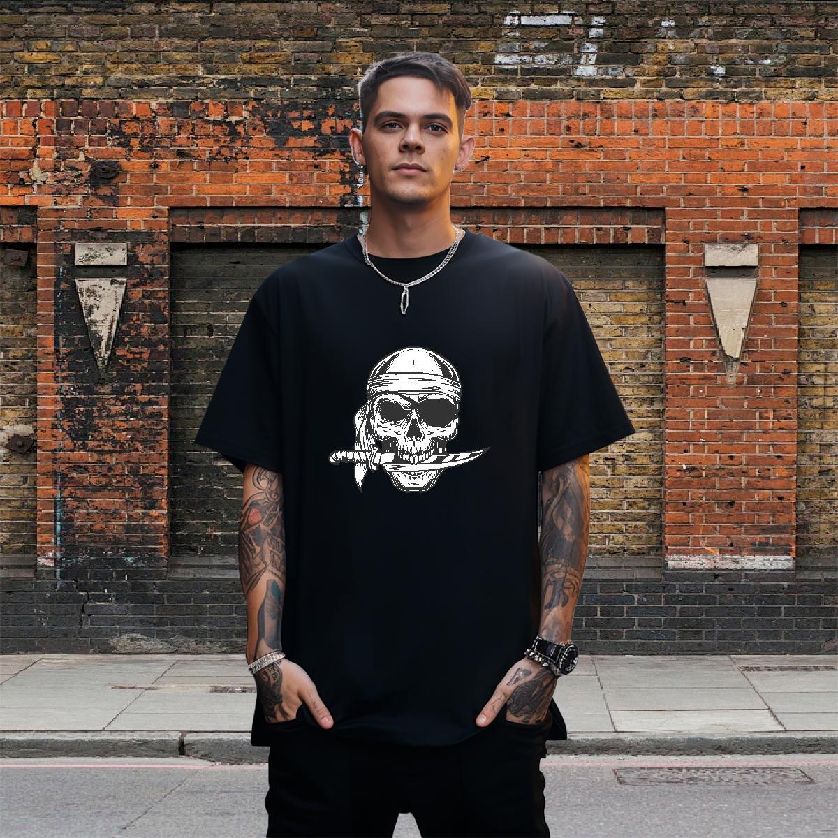 Classic Casual Men T Shirts skull Tops Shirt 230g Cotton Home Outdoor Designer Anime Short Sleeve O-Neck Men Clothes T-Shirt