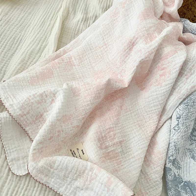 Baby blanket floral soft cotton plain weave newborn baby swaddle packaging receiving blanket quick drying bath towel baby stroller coverW240810
