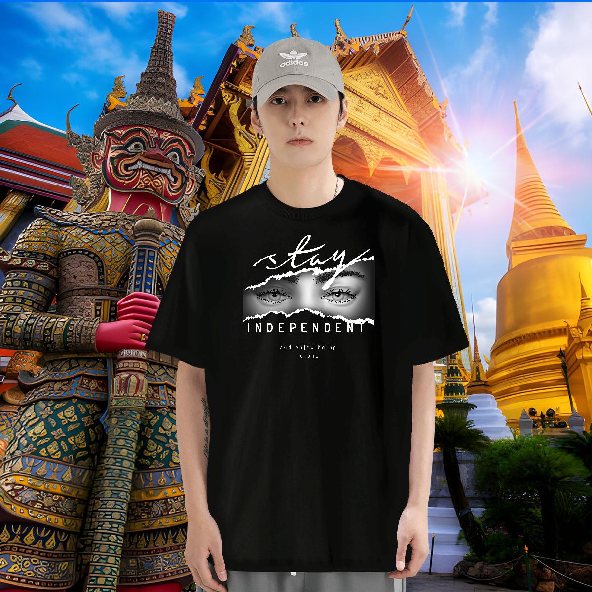 Classic T-Shirts for Men eyes Top Tees 230g 100% Cotton Casual Cool Oversized 3XL 4XL Short Sleeve Soft Men Tshirts