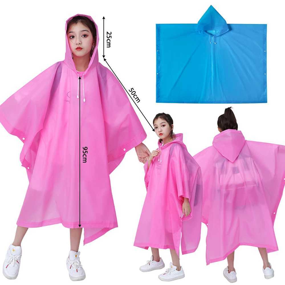 Non-disposable Rain Jacket Rain Ponchos EVA Thickened Waterproof Adult Men Women Children One-Piece Raincoat For outdoor Hiking Y240810