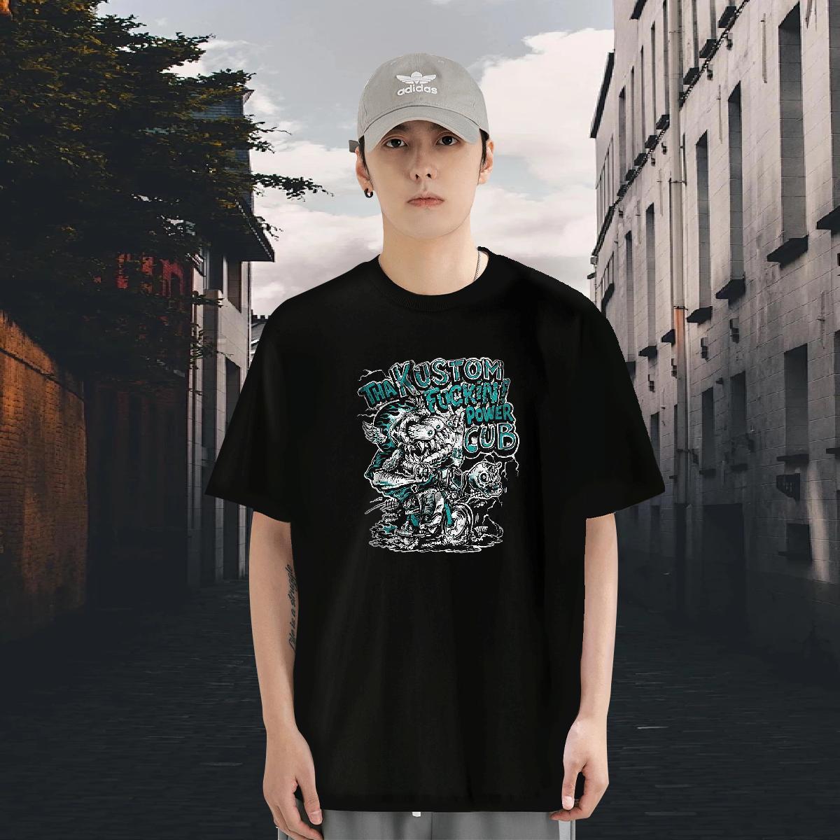 New T Shirts Men skull Polos 230g Cotton Street Casual Comfortable Oversized Breathable Short Sleeve Men Tops Tees