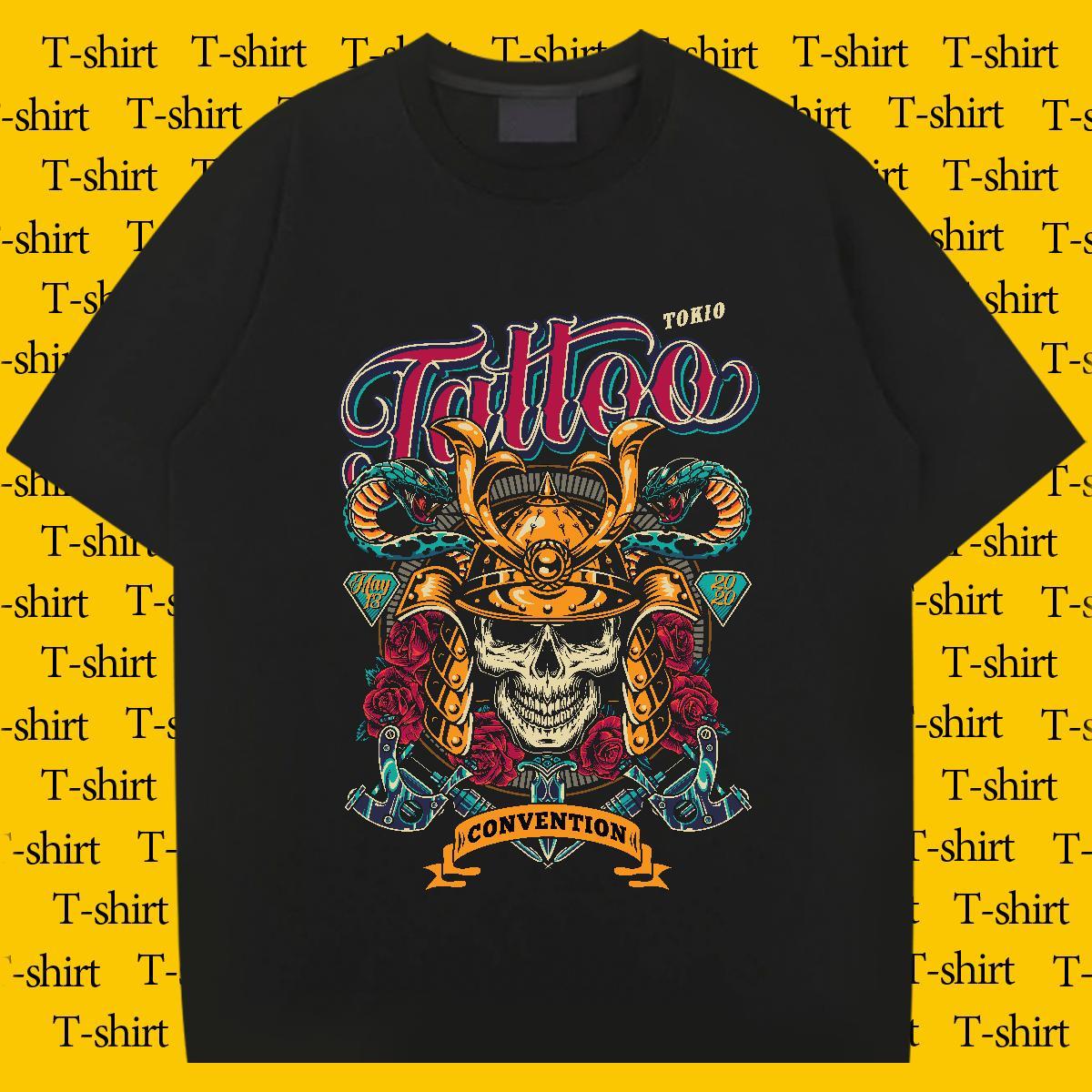 2024 Summer T Shirts Men skull Top Tees 230g Pure Cotton Summer Casual Wholesale Customized Breathable Short Sleeve Tshirts