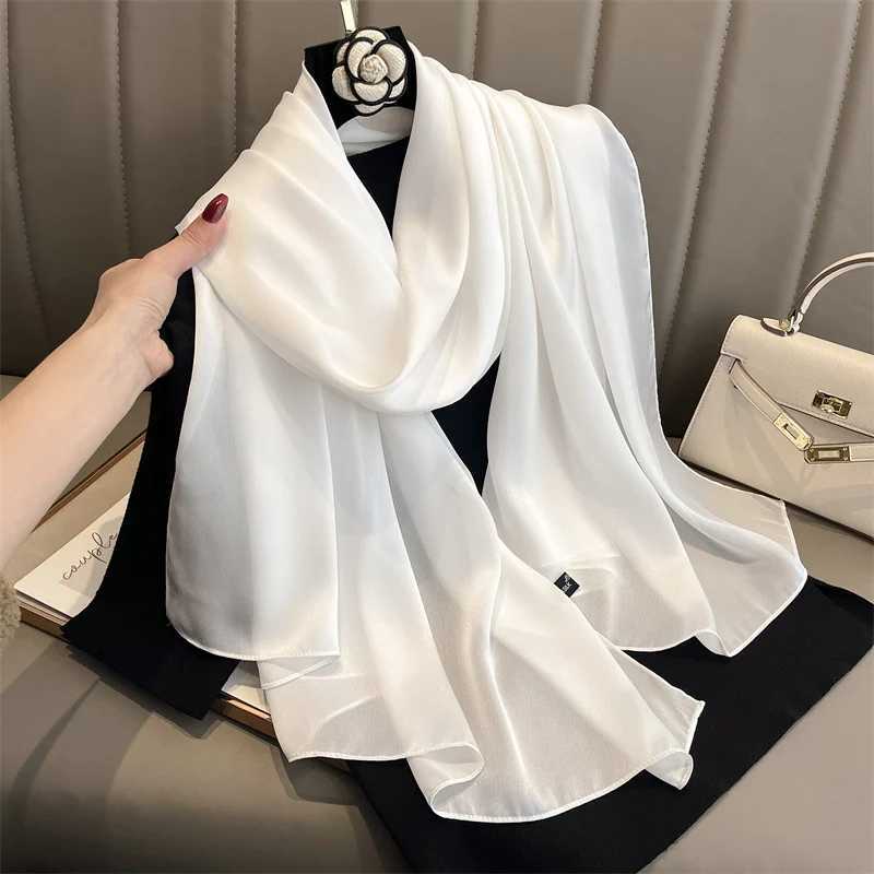 New 16 color solid silk scarf for women fashionable and high-quality soft scarf for women Foulard Bandana beach cover wrapped in luxury W240810