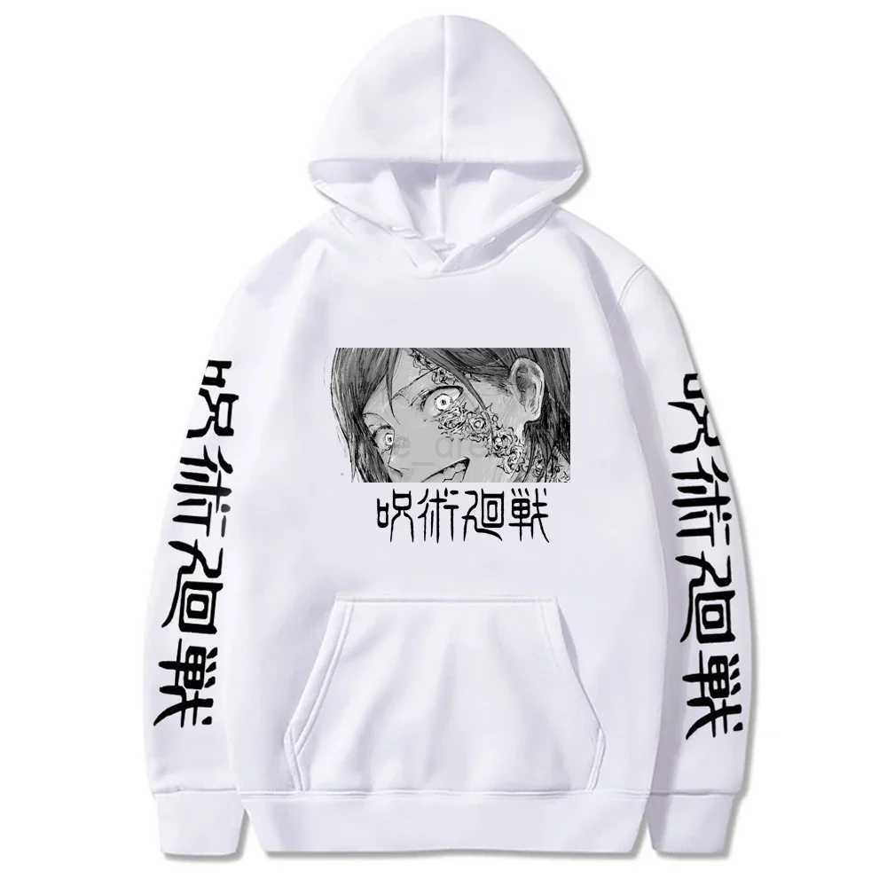 Fashion Anime Jujutsu Kaisen Kugisaki Nobara Hoodies Cool Cartoon Black And White Print Harajuku Streetwear Casual SweatshirtsXJ240812