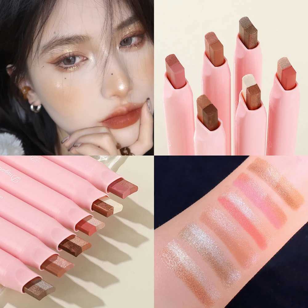 2-Colour Eyeshadow Pencil Shimmer Gradient Lazy Eyeshadow Stick Nude Matte Rotatable Natural Combination Waterproof Quick MakeupCL240812