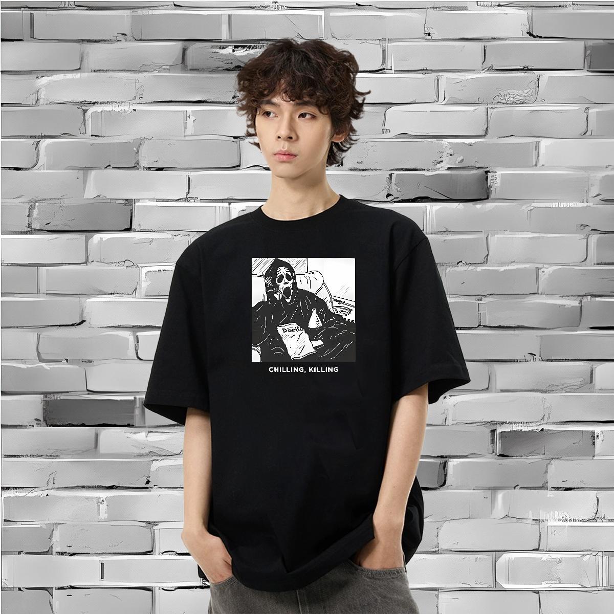 Customized Man T Shirts skull Clothes 100% Cotton 230g Summer Casual High Quality Custom Cartoon Breathable Short Sleeve Tshirts
