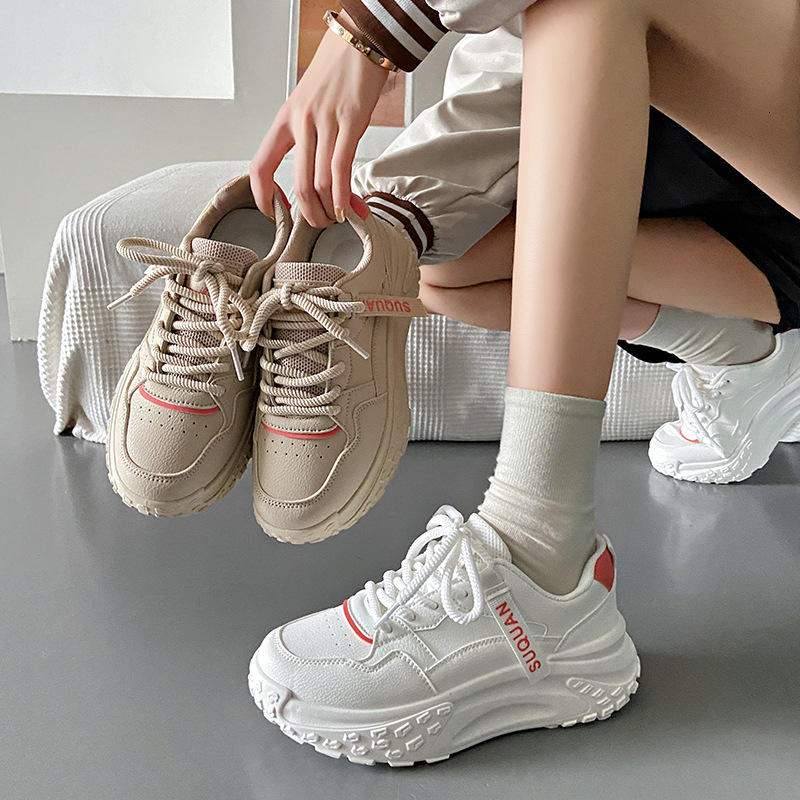 Ddmysports Autumn New Thick Soled Height Increasing Women S Casual Dad Student Leather Korean Version Sports Shoes K Outdoor Shoes