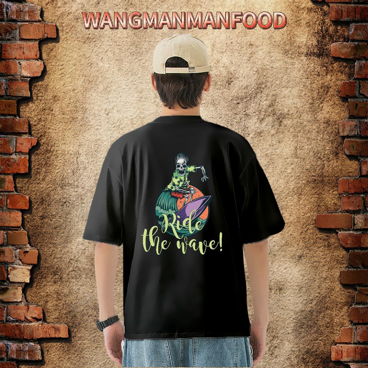 Casual New T Shirt For Man skull Tee Shirt 230g Cotton Daily Wear Free Shipping DIY Logo Oversized Round Neck Short Sleeve Men Tops Tees