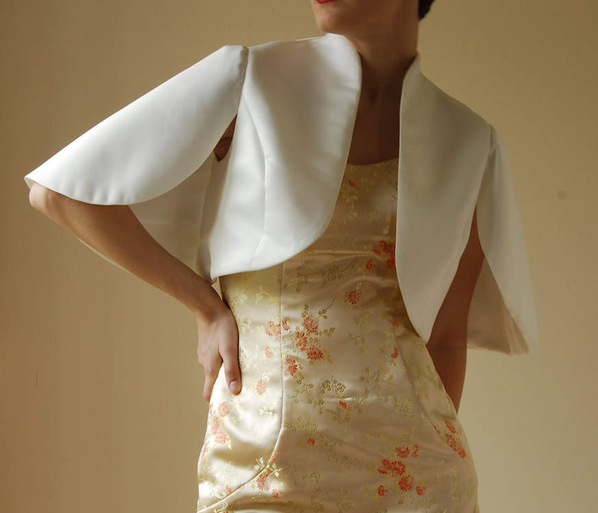 Short Ivory White Wedding Jackets Front Open Bridal Women Bolero Stain Long Sleeve Custom Made Wraps Jacket