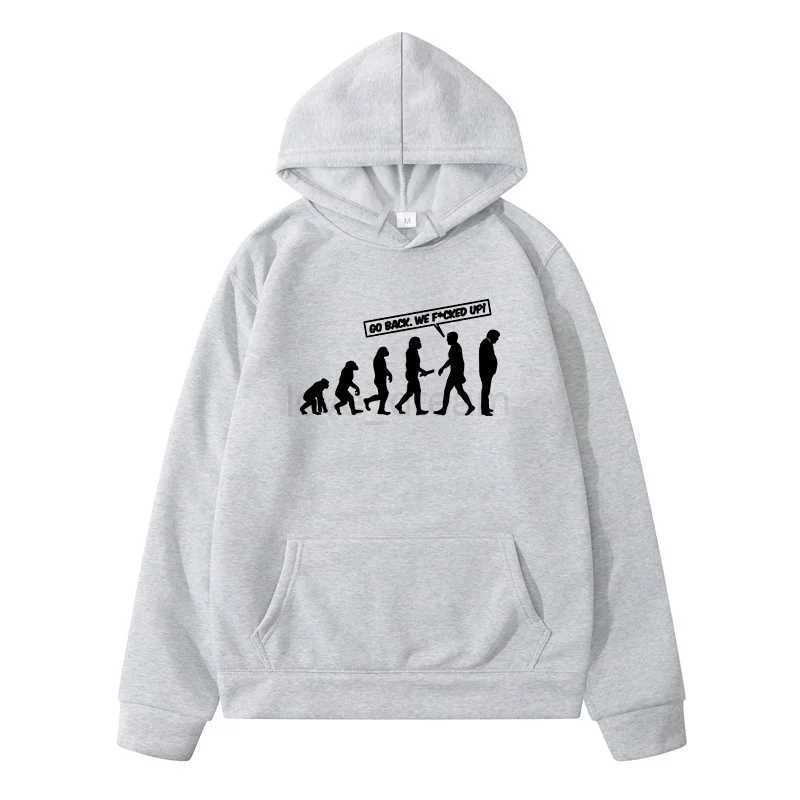 Human Evolutionary Process Printed Hoodies Men Women Harajuku Funny Sweatshirts 100% Cotton Pullover Y2K Streetwear UnisexXJ240812