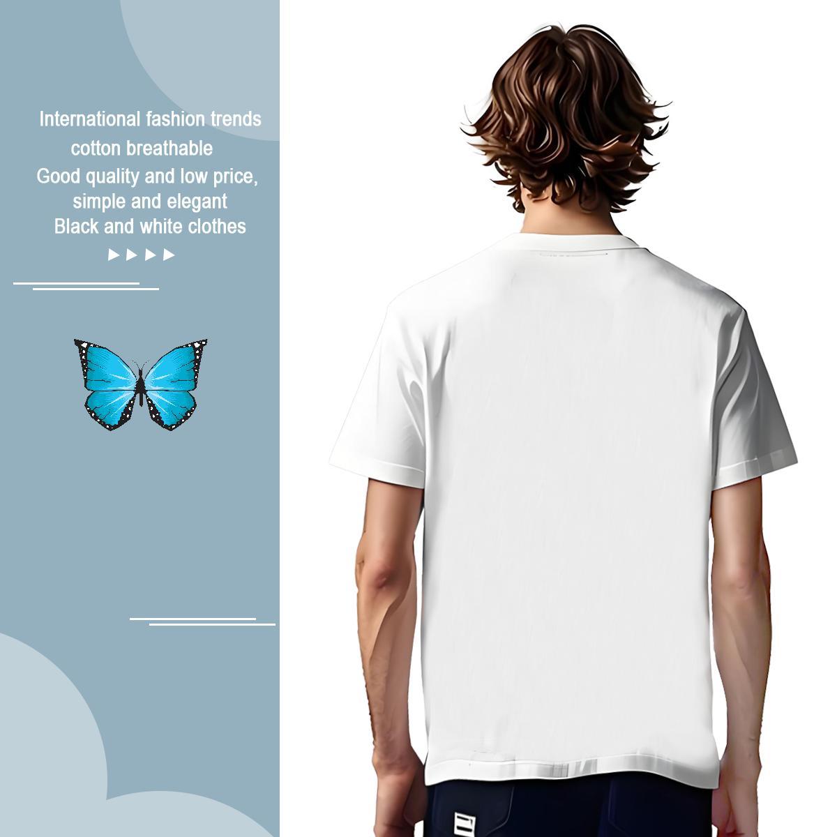Cool Design T-Shirts for Men Butterfly Short Sleeve Soft Summer Casual Anime 230g Cotton Couples T Shirts Designer Tees Shirts