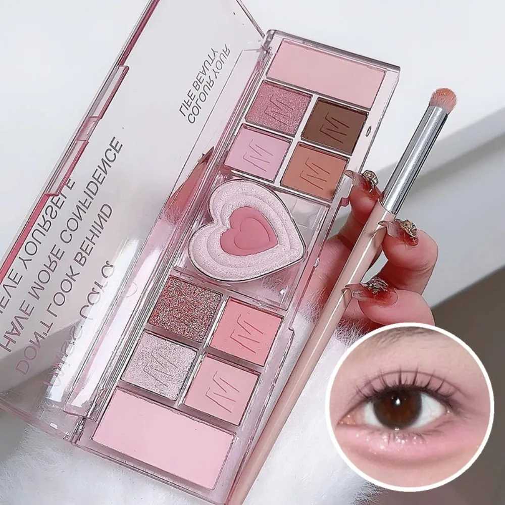 New Love Heart Pink Eyeshadow Palette Natural Cool Tone Low Saturation Matte Eye Shadow Pallet Brown Korean Makeup CosmeticCL240812