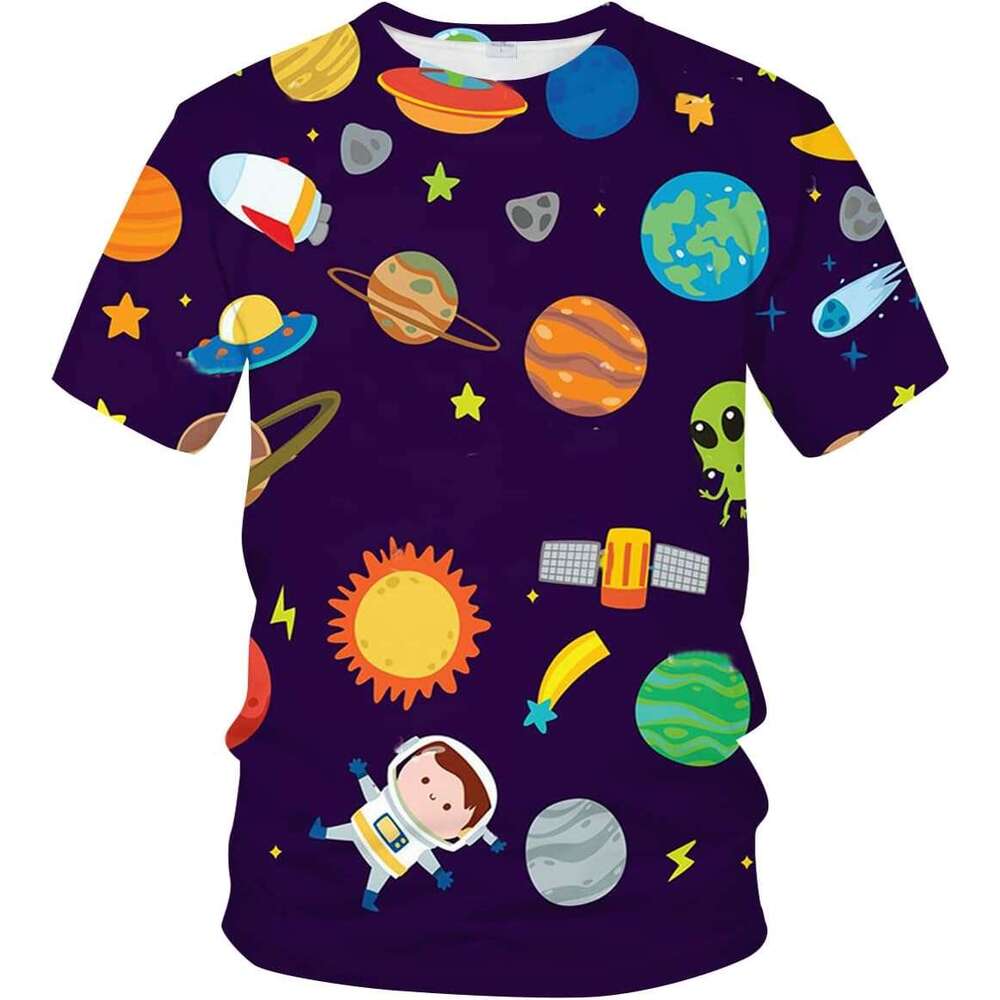 Mens T shirt Wolf Shirt 3D Cartoon Universe Planet Cool Trend T-Shirt shirts tshirt graphic tee Casual tops summer clothes Short sleeve