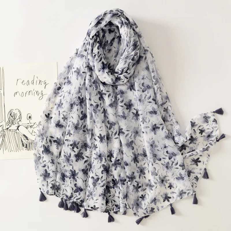 2024 Luxury Fashion Thin Petal Flower tassel Adhesive Shawl Womens High Quality Pashmina Headscarf and Wrap Foulard Muslim Sjaal W240810