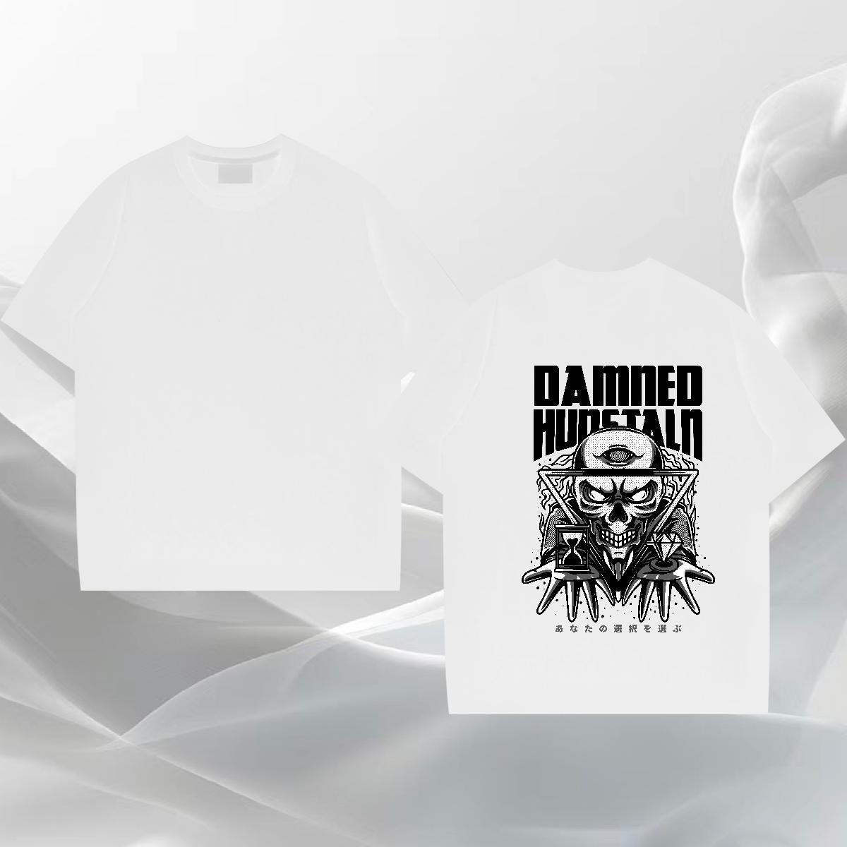 Designer Men T Shirts skull Tshirts 230g 100% Cotton High Street Hip Hop Loose Fit Oversized Crew Neck Breathable Tshirt for Man Woman