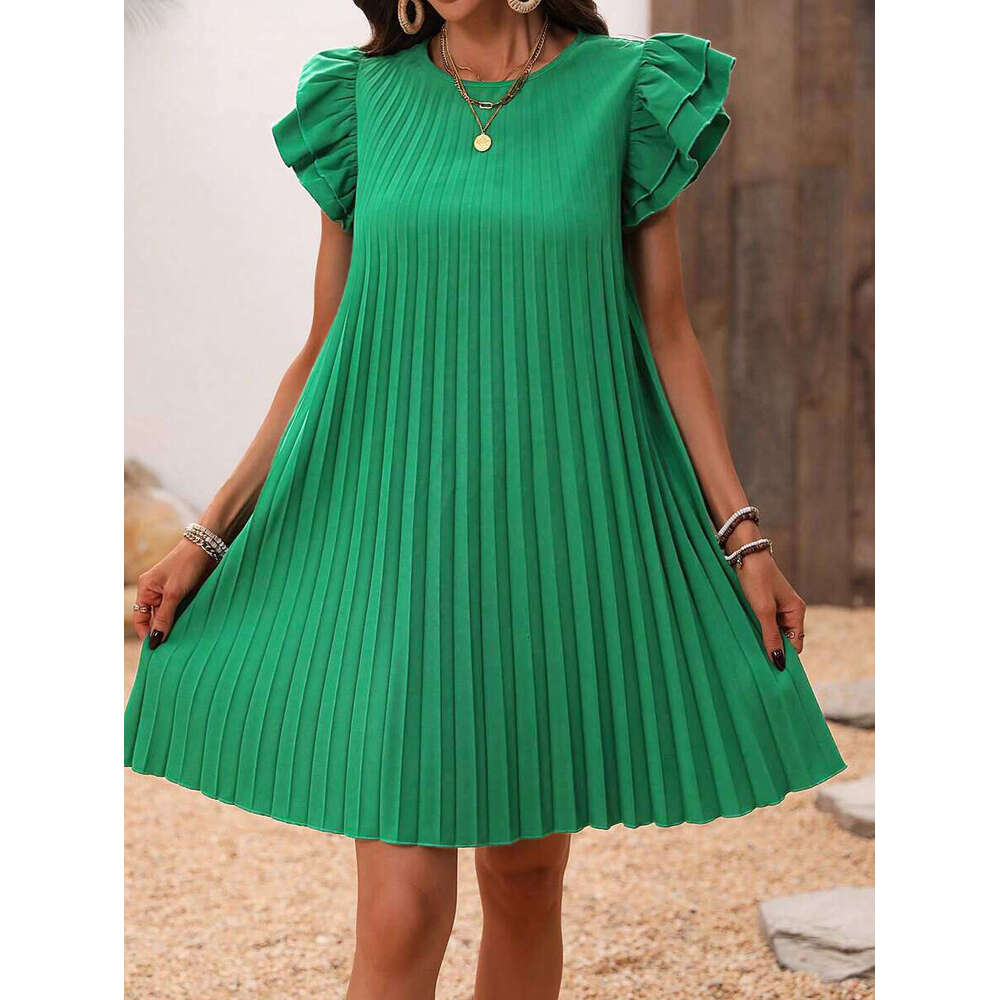 Solid Ventilation Womens Tiktok 2024 Spring/summer Elegant Solid Color Dress Chiffon Floral Dress Autumn Dress Women Loose Sexy Short Novelty Silk Dre