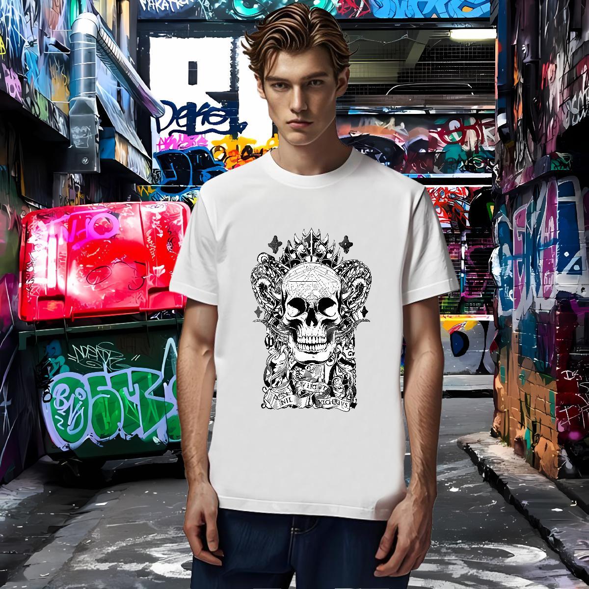 Classic Mens T Shirts skull Top Tees 230g 100% Cotton Sports Casual Brand DIY Logo Oversized Pure Cotton Couples T Shirts