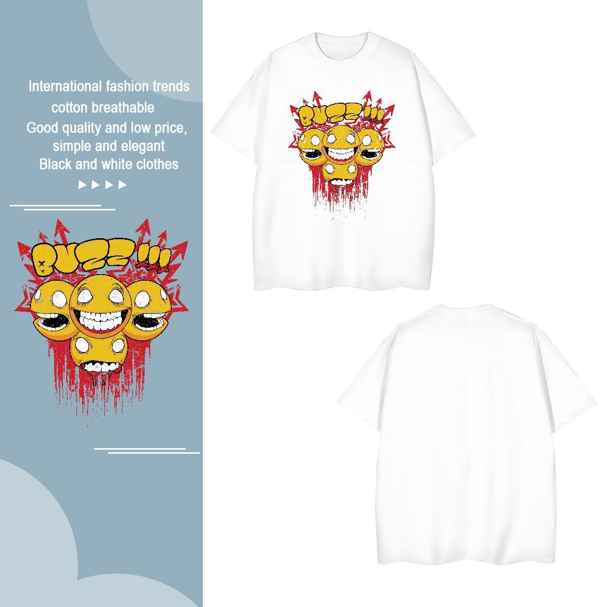 Classic Couples T Shirts ET 230g Cotton Hip Hop Street Breathable Soft T Shirt For Man Cartoon Print 2024 Summer Wear
