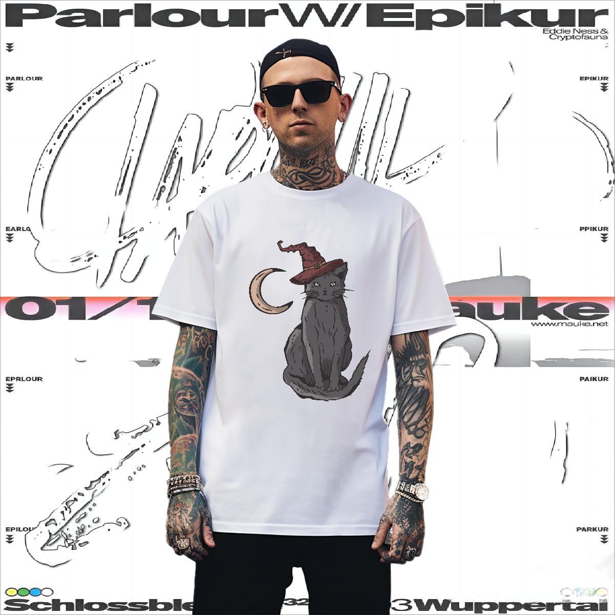 Wholesale T shirt cat Breathable Short Sleeve Casual Beach Asian Size 230g 100% Cotton Tshirt for Man Woman Brand Tshirts