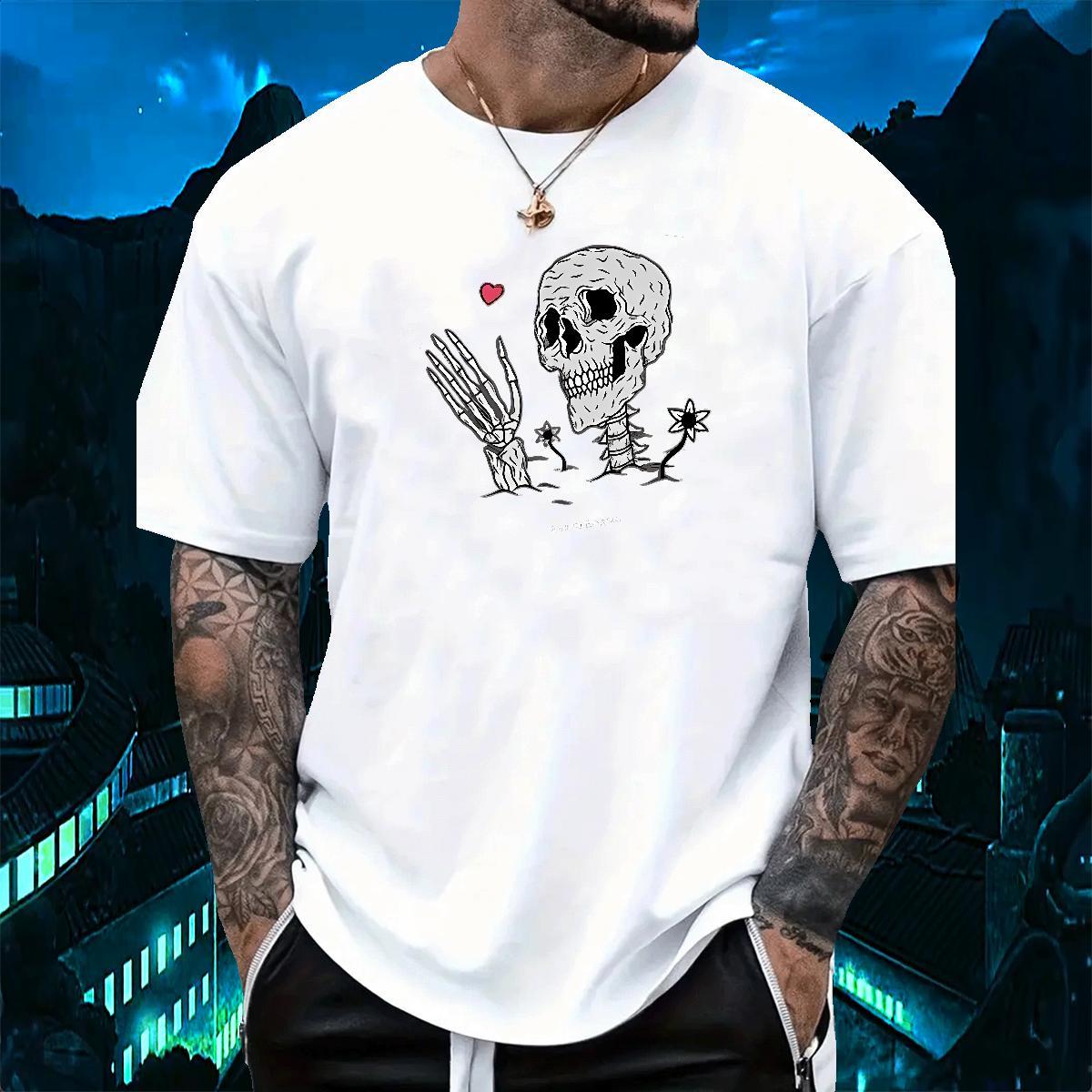 Designer Fashion T-Shirts skull Tops Shirt 100% Cotton 230g Casual Daily Wear Cool Graphic Crew Neck Breathable Men Tshirts