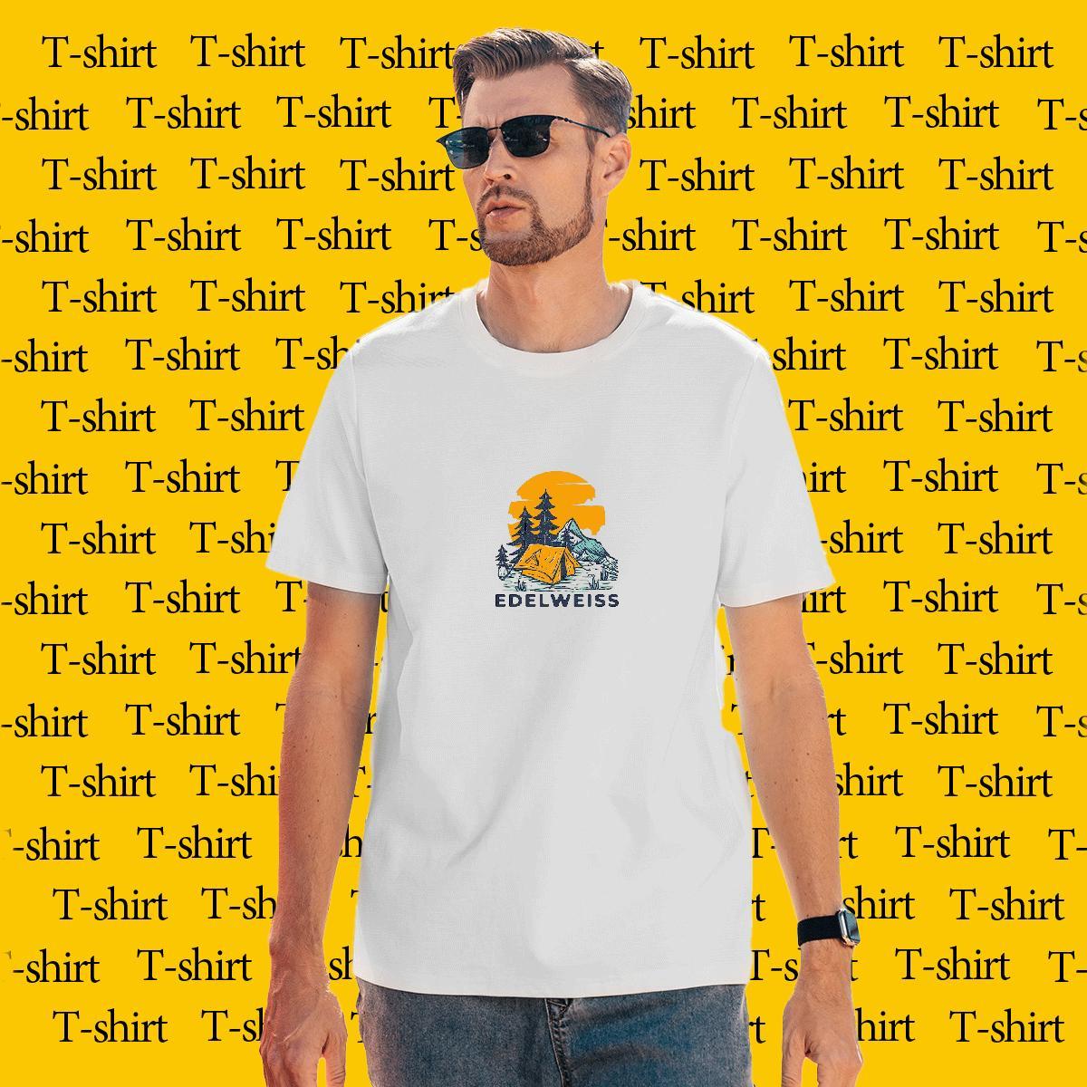 Loose Mens Tshirts mountains 230g Cotton Spring Summer Breathable Short Sleeve Men T Shirts Custom Printing Fashion Casual Tops Tees