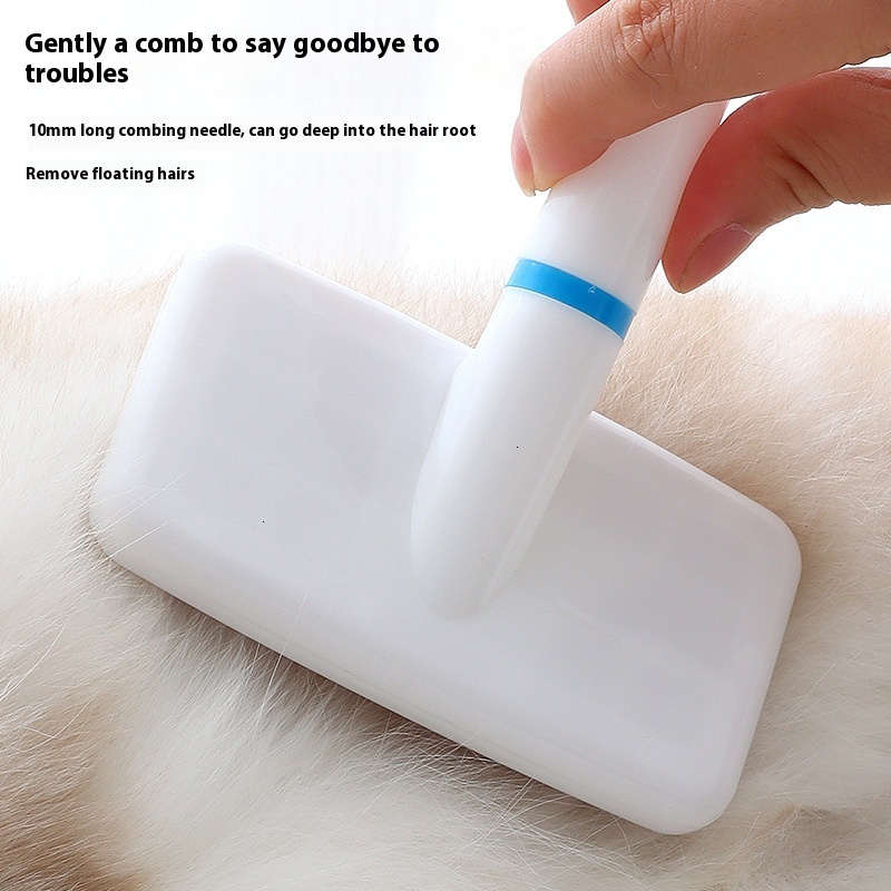 Pet Lovers' Choice: Lightweight White Rubber Grip Handled Airbag Brush for Gentle Detangling of Canine Coats