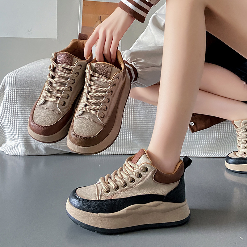 Ddmysports Spring Igh Top Little White New Korean Edition Instagram Sports Female Student Thick Sole Elevated Casual Board Shoes BR Outdoor
