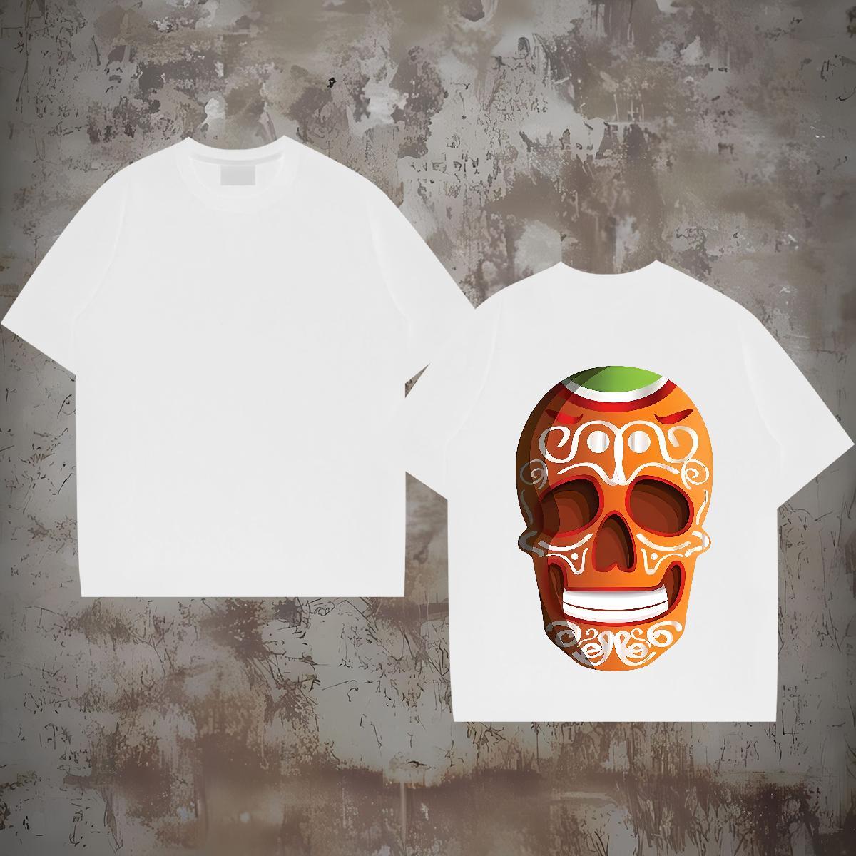2024 Designer T-Shirts for Men skull Clothes 230g Pure Cotton Street Soft Asian Size Breathable Crew Neck Tshirt for Man Woman
