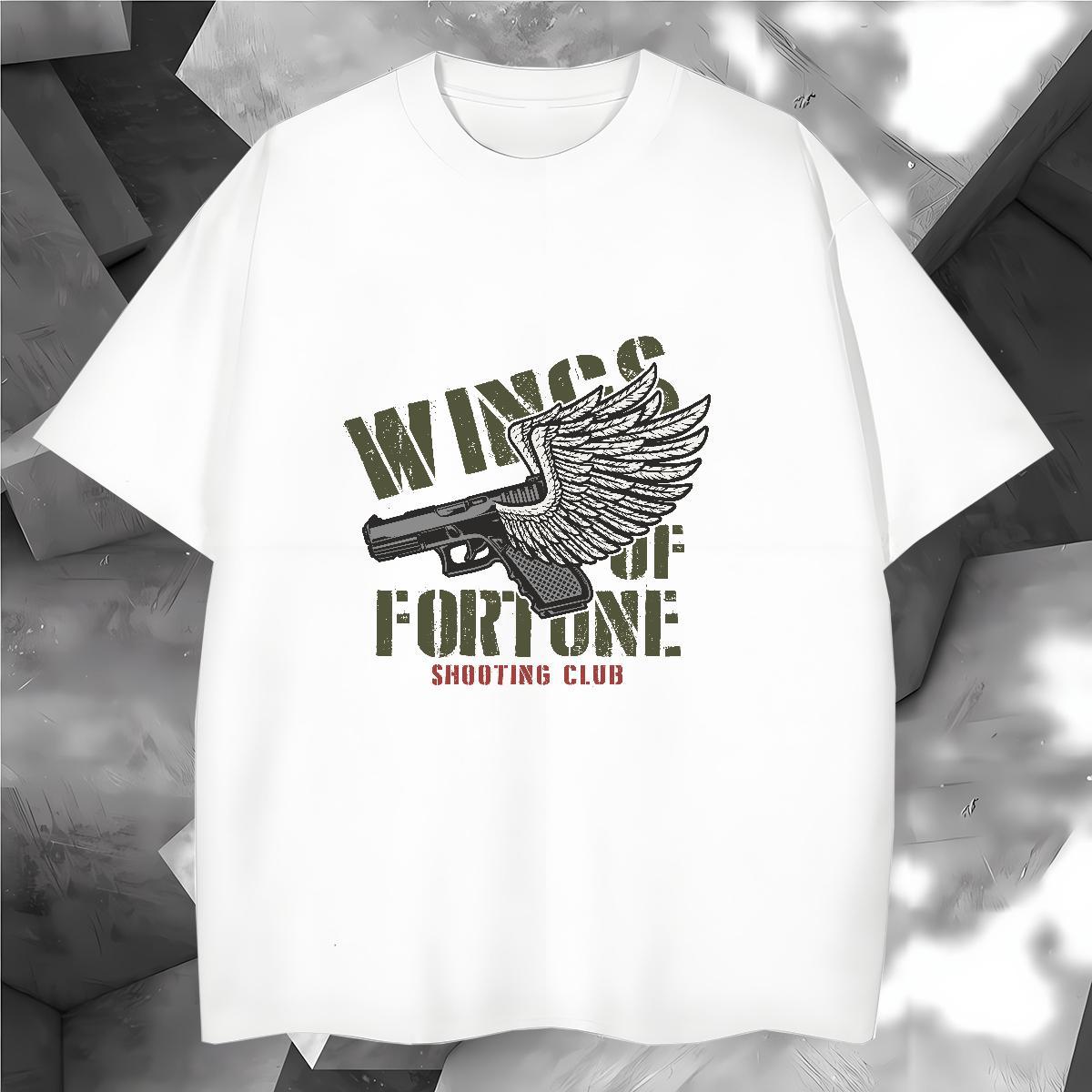 Classic Men T Shirts gun Breathable Short Sleeve Home Outdoor Custom Printed 230g Pure Cotton Men Tshirts Fashion Casual Tee Shirt