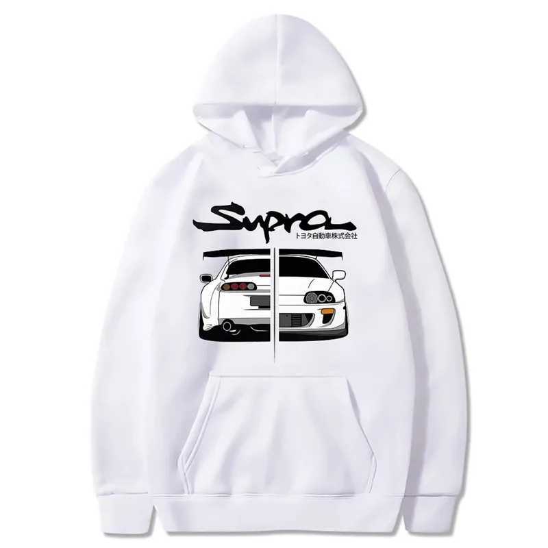 The first D Supra mens and womens hoodies of 2024 JDM manga printed loose casual top Japanese casual sportswearW240724