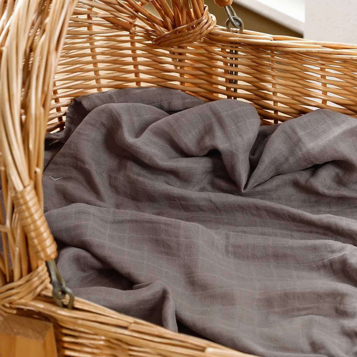 Elinfant solid color bamboo cotton plain swadi blanket summer baby bath towel newborn swadi packaging receiving blanketW240810
