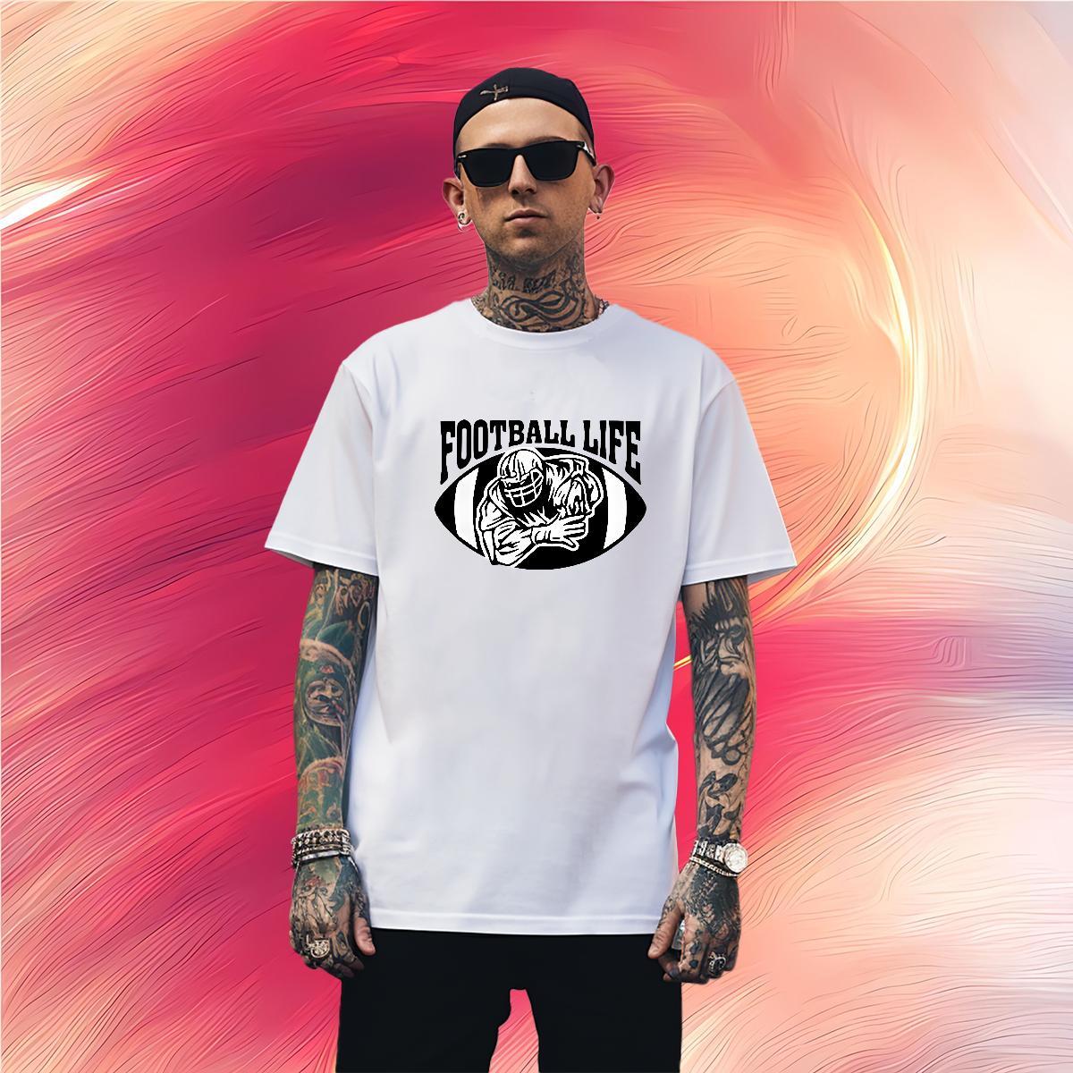 Classic Men Tees rugby 230g Cotton Sports Casual Crew Neck Man T Shirts Plus Size Cartoon 2024 DIY Tops Tees