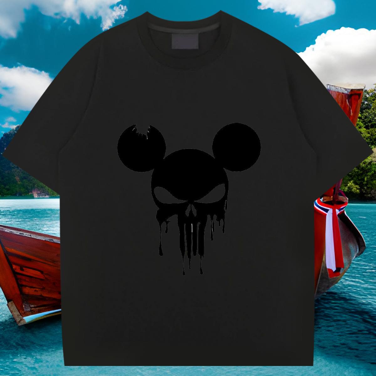2024 Men T Shirts skull Polos 230g 100% Cotton Anime Printing Street Loose White Plus Size O-Neck Short Sleeve Mens Tshirts