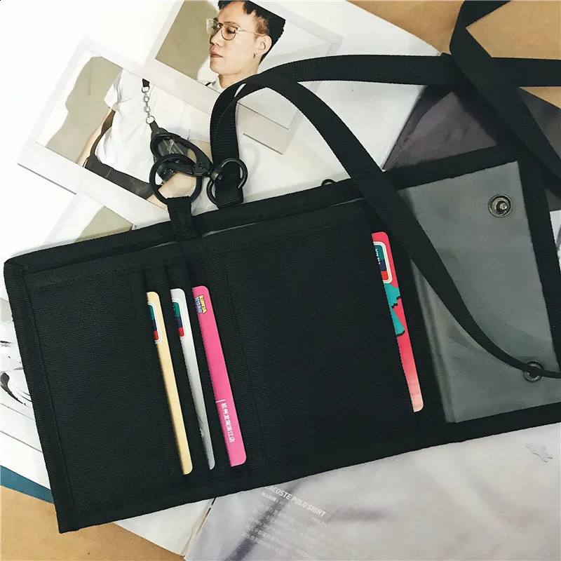 Trifold Students Wallets for Shoulder Sling Youth Men Women Shortstyle Hasp Card Purse Girls Boys Case Holder 240810