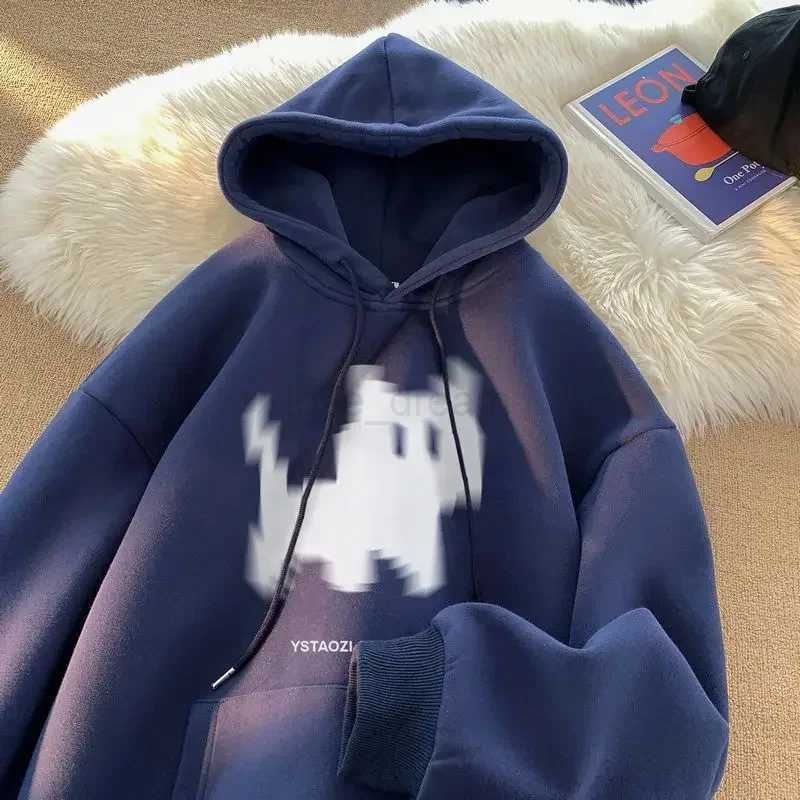 Mens hip-hop hooded sweater loose vintage hooded sweatshirt student casual top autumn trendy clothing street gym clothingXJ240812