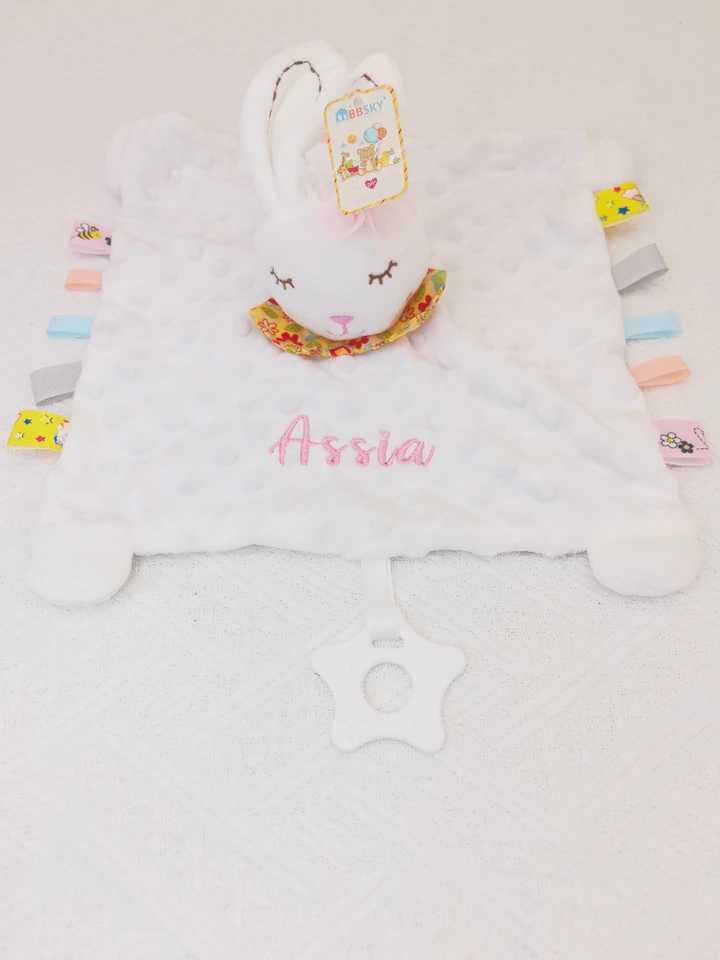 Personalized name Baby Comfort Blanket Animal Safety Blanket Soothing Decal Towel Soft Plush Newborn Sleep DollW240810