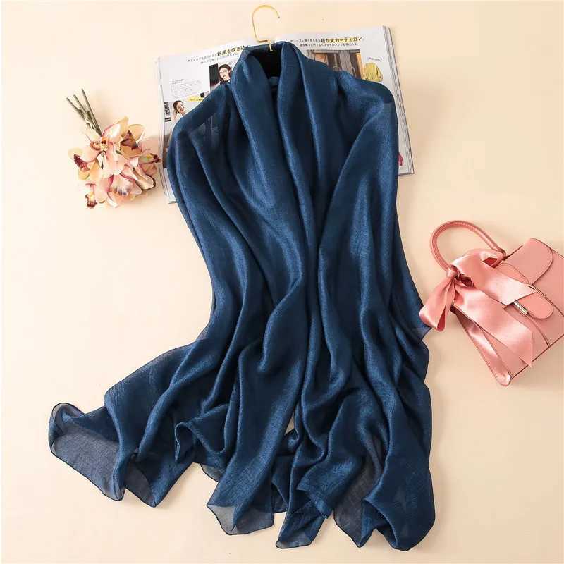 2023 Luxury Brand Womens Fashion Scarf Pure Silk Linen Shawl Summer Womens Bandanas Pashmina Foulard Headscarf 180 * 90cm W240810