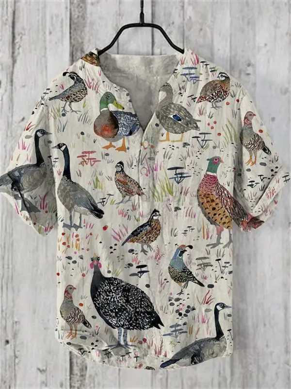 2024 Hawaii fashion linen high-quality fabric mens short sleeved shirt European and American popular style street casual wearXJ240812