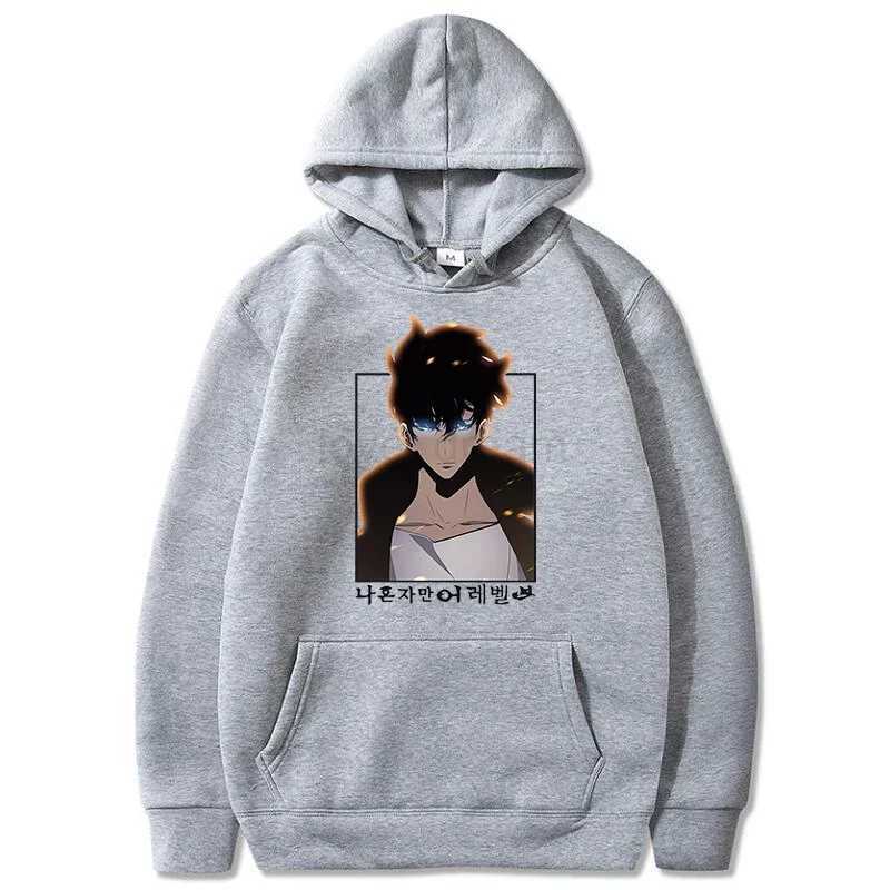 Solo Leveling Anime Hoodie Sung Jin Woo Printed Hooded Men Women Streetwears Winter Warm Fleece Sweatshirt Plus Size PulloverXJ240812