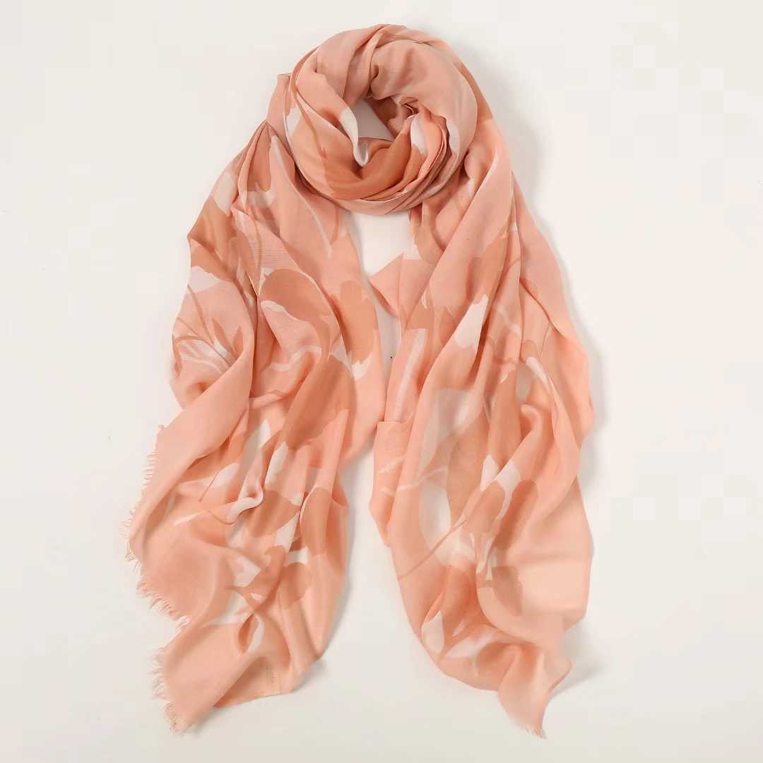 2021 Fashionable and Beautiful Printed Edge Scarf ShAWl Long Flower Wrapped Headscarf Free W240810