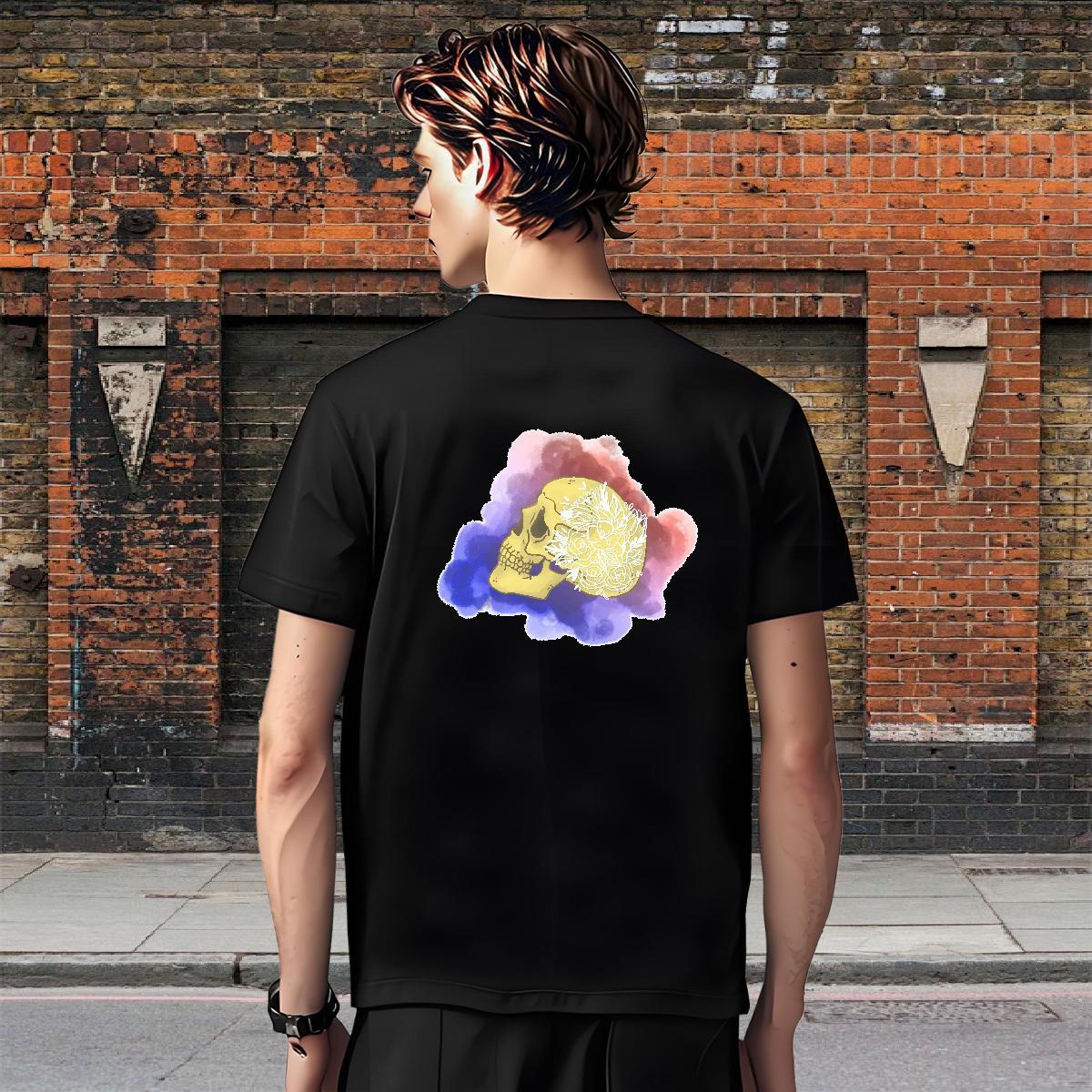 Designer T Shirts Men skull Clothes 230g Pure Cotton Street Free Shipping Custom Cartoon Breathable Short Sleeve Men Tops Tees