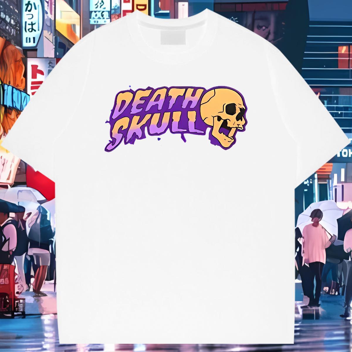 2024 T Shirt For Man skull Clothings 230g Pure Cotton Street Wear Soft Custom Anime Crew Neck Men Tees