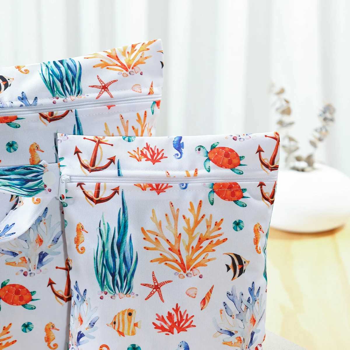 2-piece/set waterproof reusable wet dry bag for diapers travel beach swimming pool daycare baby products yoga fitness bag W240812