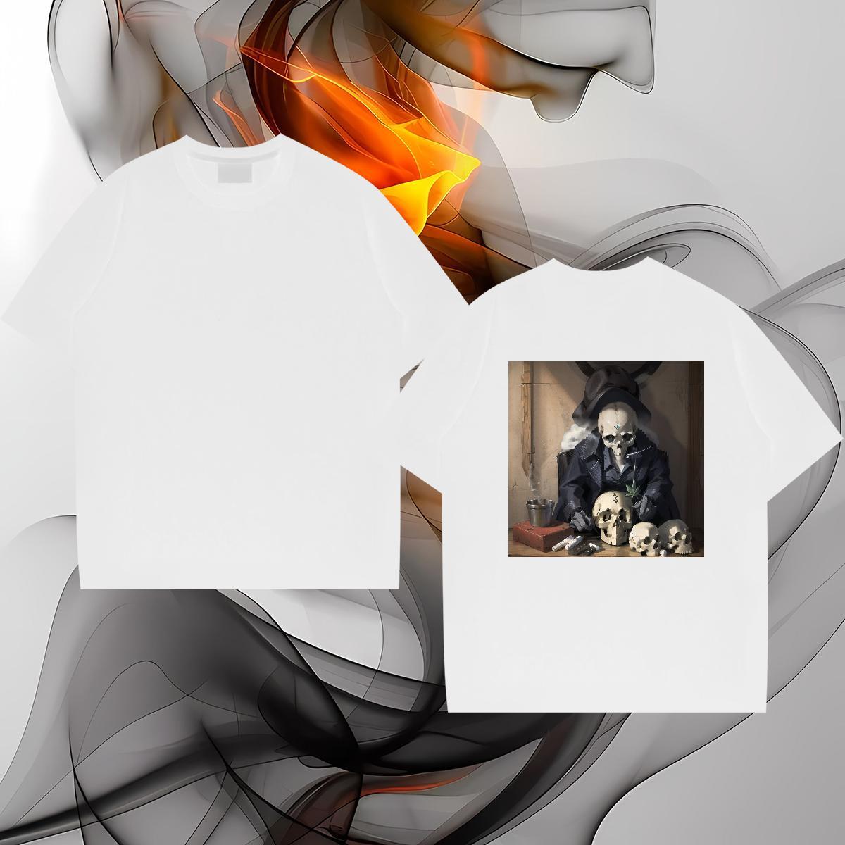 2024 New Men T Shirts skull Clothings 230g Cotton Sport Cool Design Custom Print Oversized Breathable Crew Neck Mens Tshirts