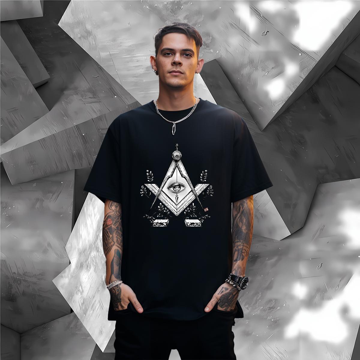 New Arrival T Shirt For Man eye of the devil Clothes 100% Cotton 230g Street wear Hip Hop Loose Fit Asian Size Crew Neck Breathable Mens Tshirts