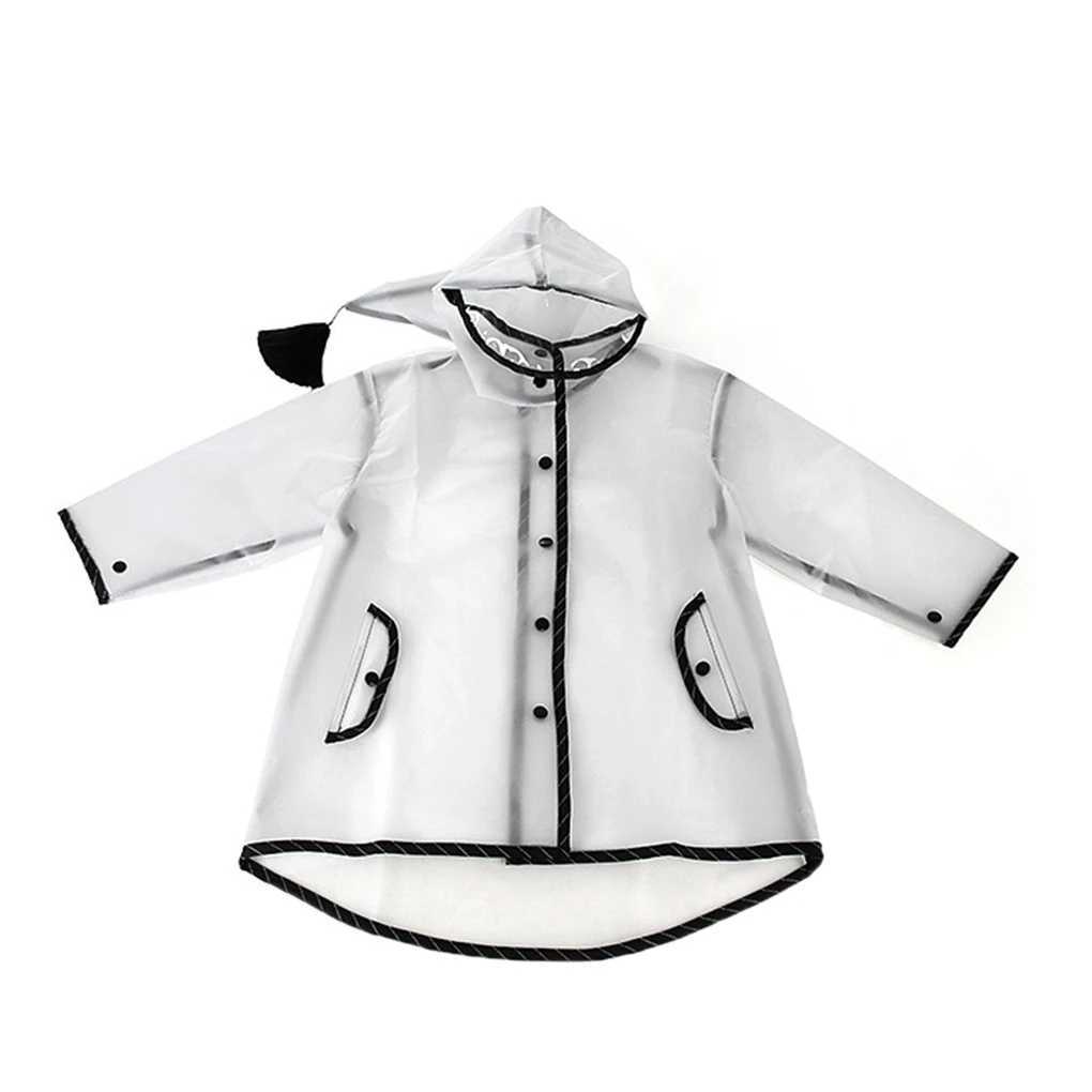 Boy Girl Children Hooded Waterproof 15 Silk EVA Transparent Raincoat Kids Tassel Pointy Hat Clear Rain Coat Outdoor Rainwear Y240810