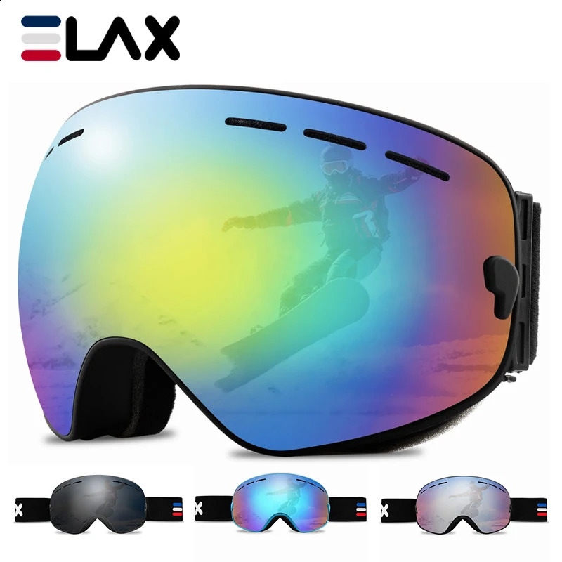 ELAX Double Layers Anti-Fog Ski Goggles Snowmobile Eyewear Outdoor Sport Snow Snowboard Glasses 240812