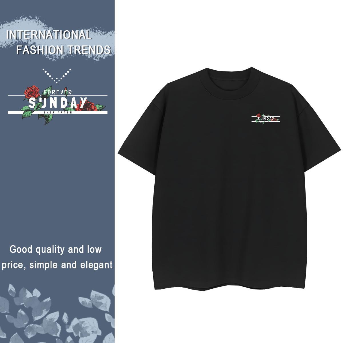 T shirt 100% Cotton 230g ROSE Street wear Hip Hop Breathable Short Sleeve Graphic Mens Tshirts 2024 New Cool Tee Shirt